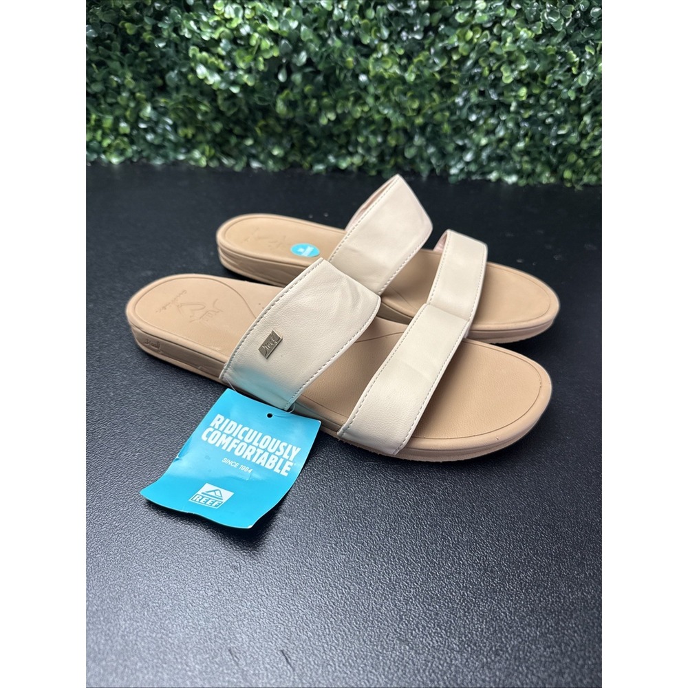 NWT Reef Banded Horizon Hi Slide Sandal Natural Tan Women's Size 8